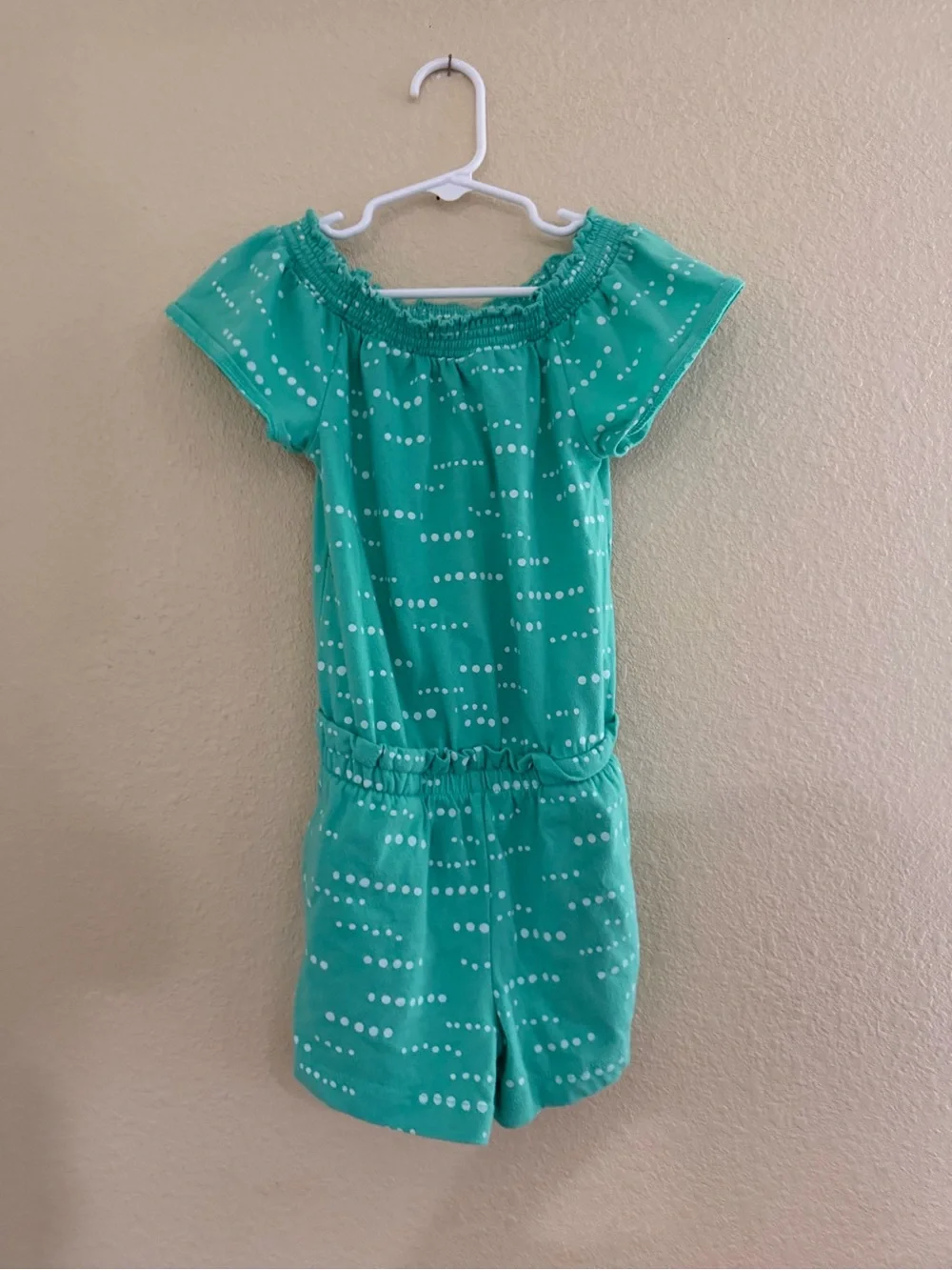 Cat & Jack Teal Dot-Print Off-Shoulder Romper